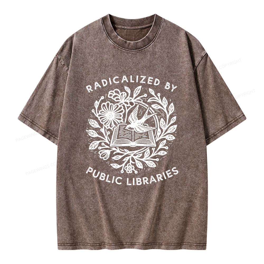 Pagewings Radicalized By Public Libraries Unisex Washed T-shirt