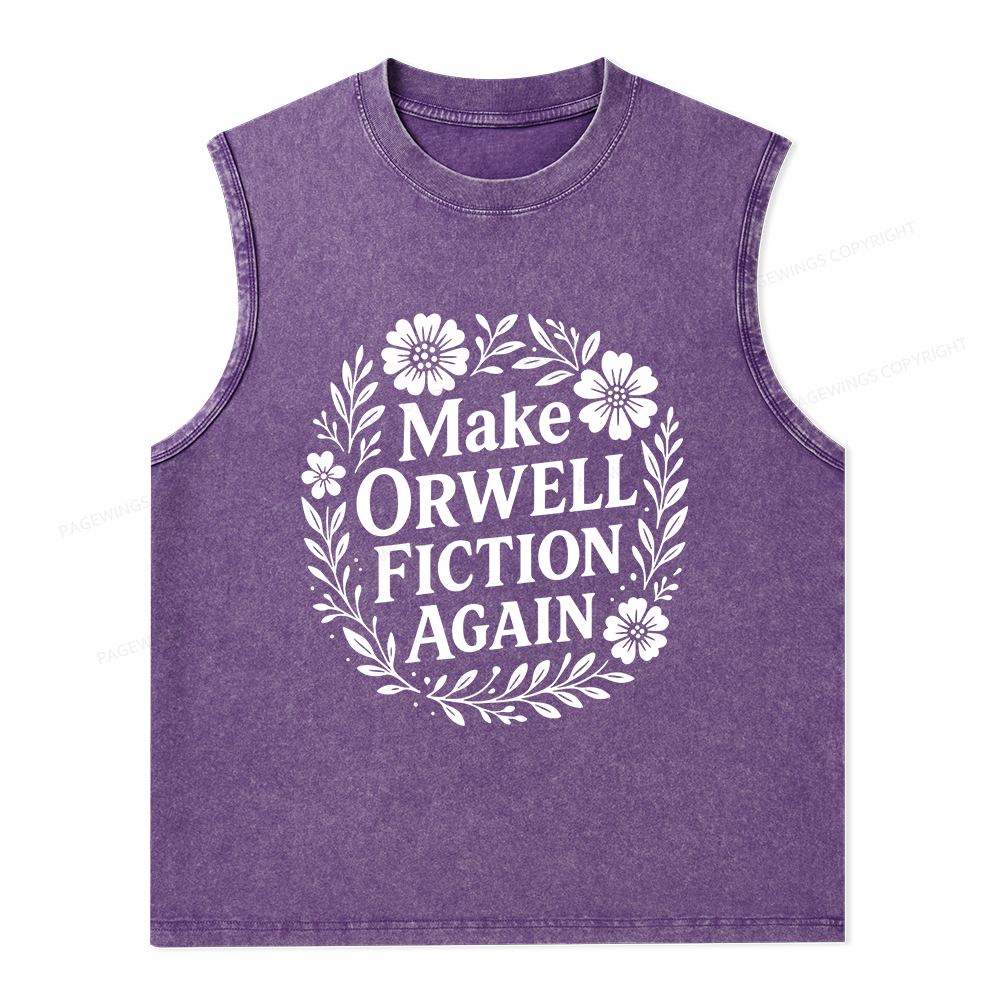 Pagewings Make Orwell Fiction Again Unisex Washed Tank Top