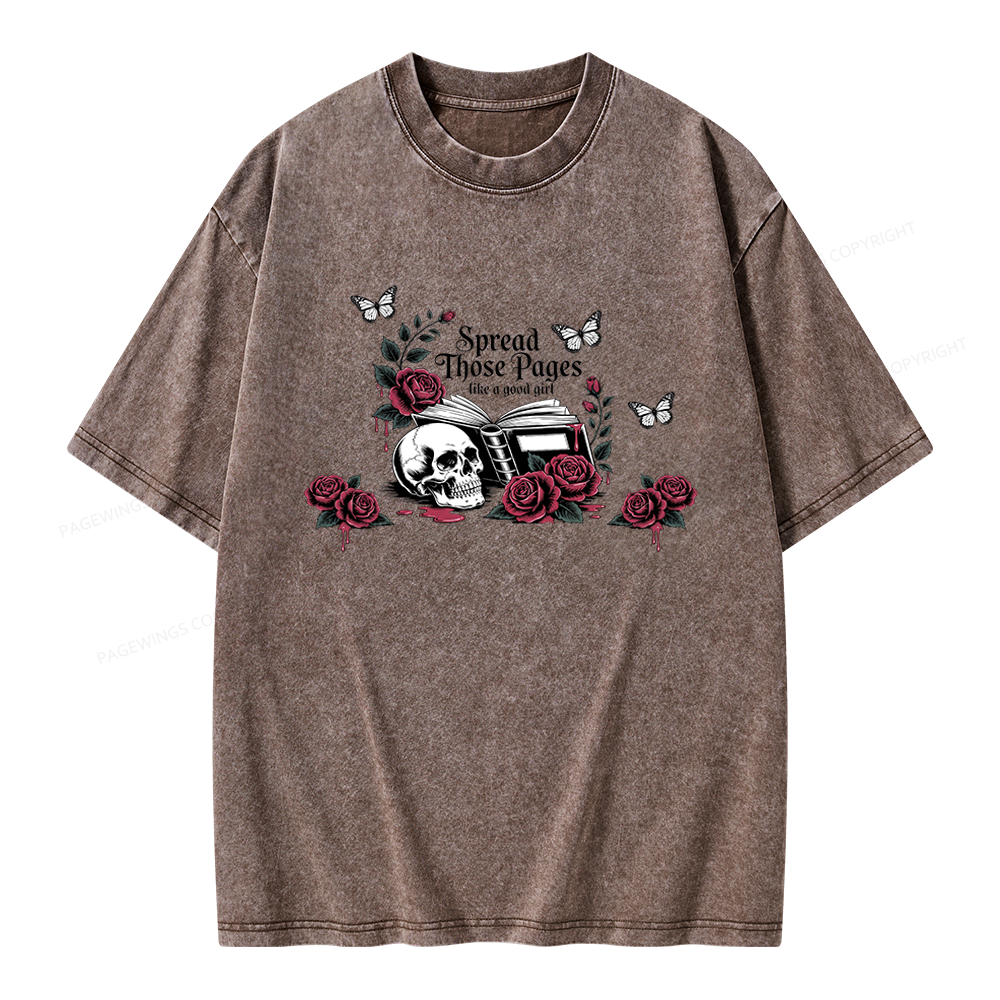 Pagewings Dark Academia Book Lover Unisex Washed T-shirt