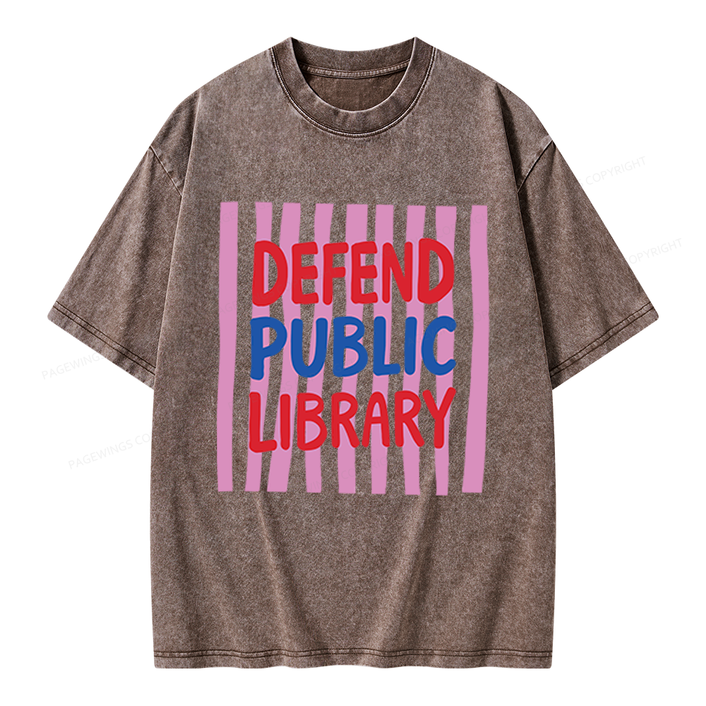 Pagewings Defend Public Library Unisex Washed T-shirt