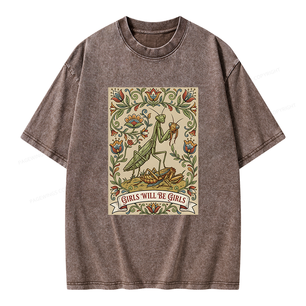 Pagewings Girls Will Be Girls Unisex Washed T-shirt