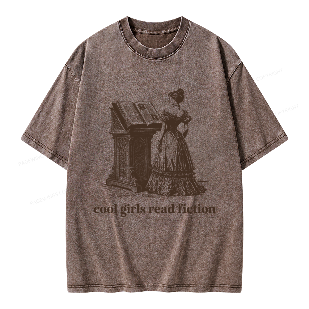 Pagewings Cool Girls Read Fiction Unisex Washed T-shirt