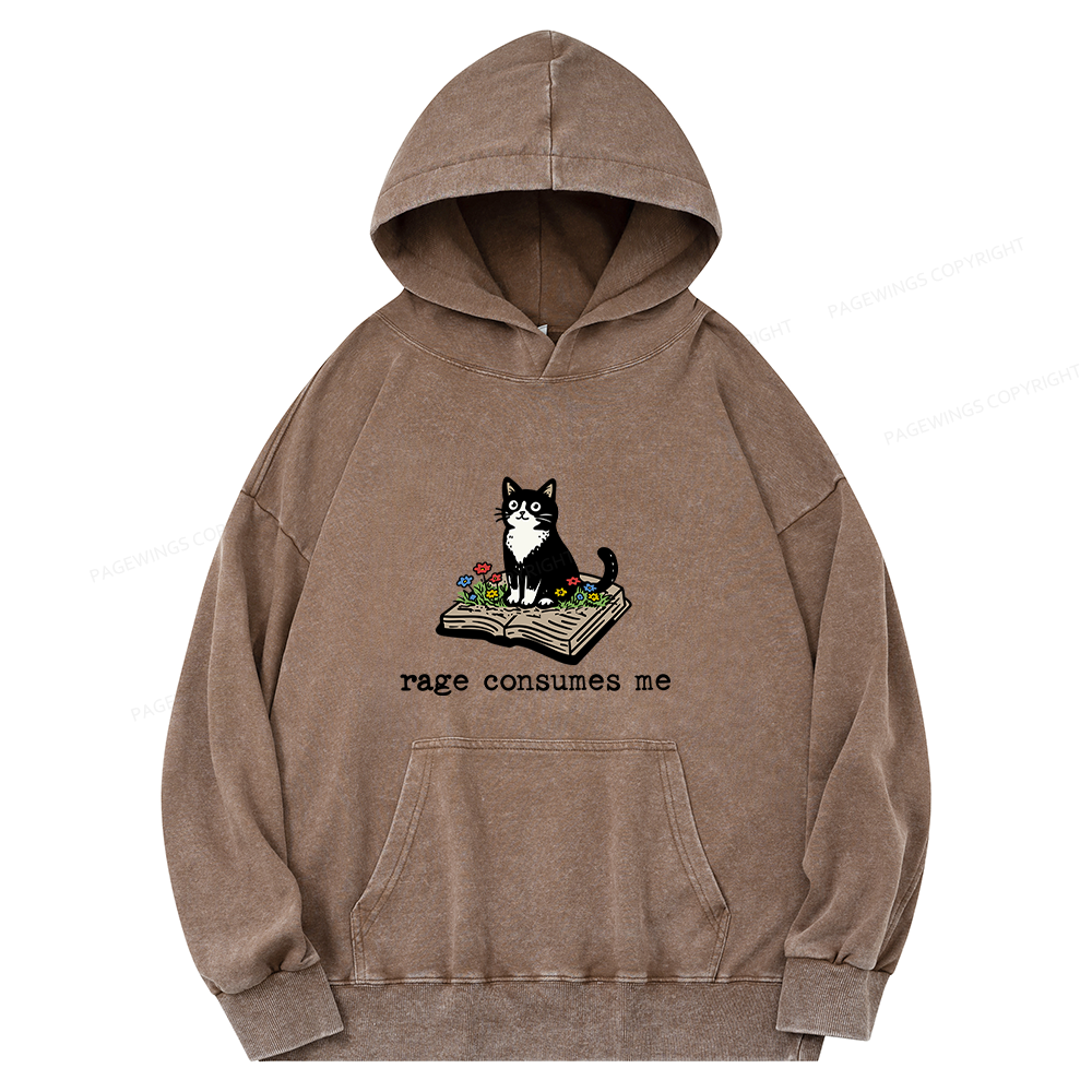 Pagewings Rage Consumes Me Unisex Washed Hoodie