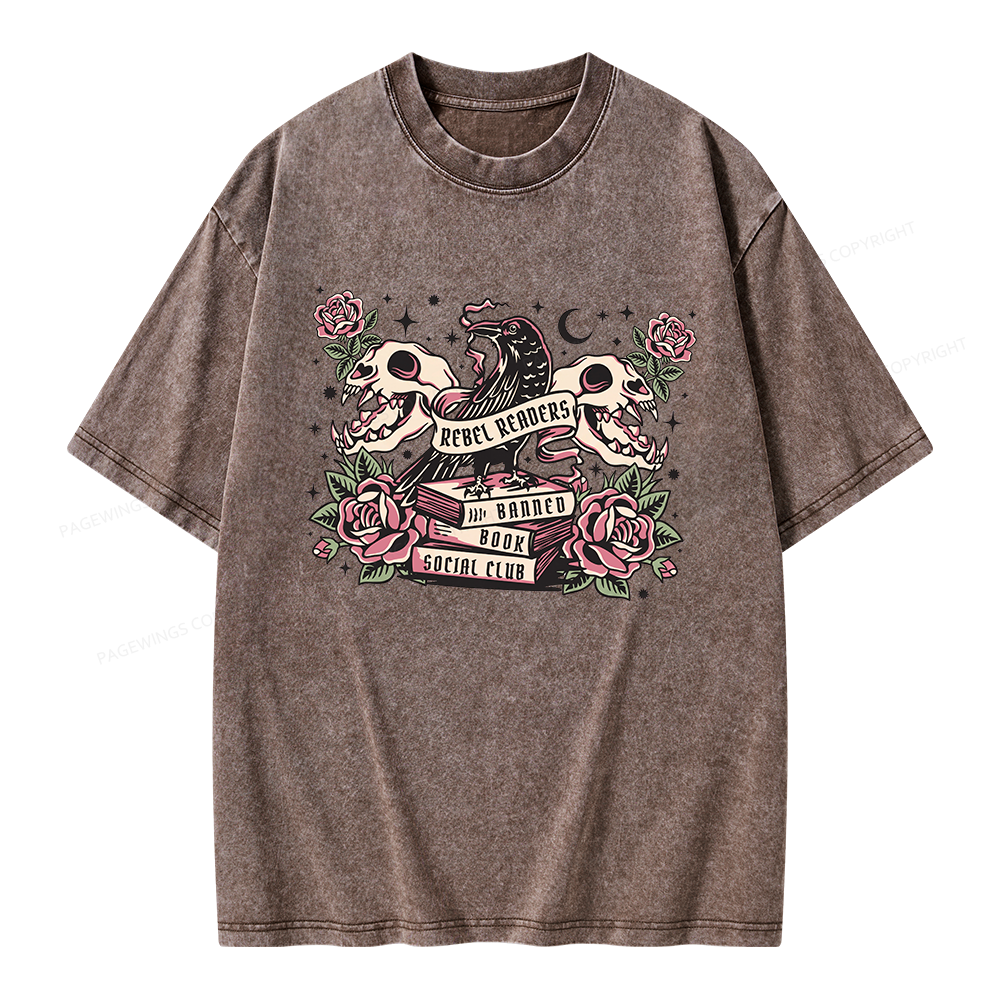 Pagewings Rebel Readers Banned Book Social Club Unisex Washed T-shirt