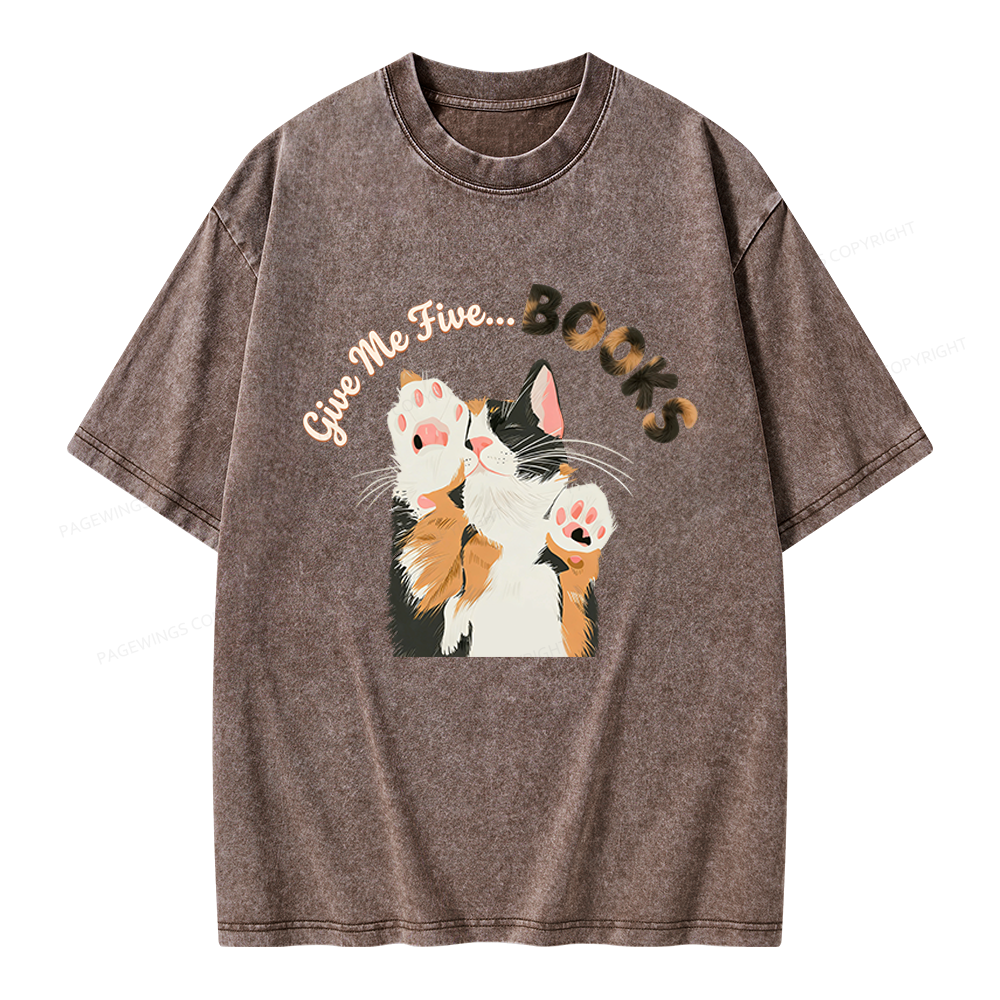 Pagewings Give Me Five Books Unisex Washed T-shirt