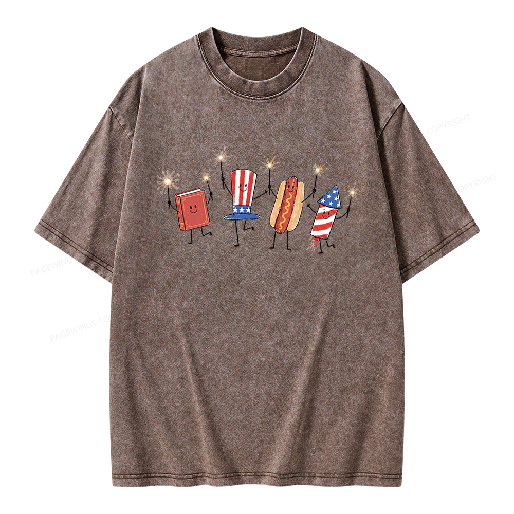 Pagewings Funny Sumer 250th Unisex Washed T-shirt