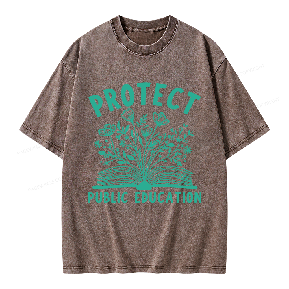 Pagewings Protect Public Education Unisex Washed T-shirt