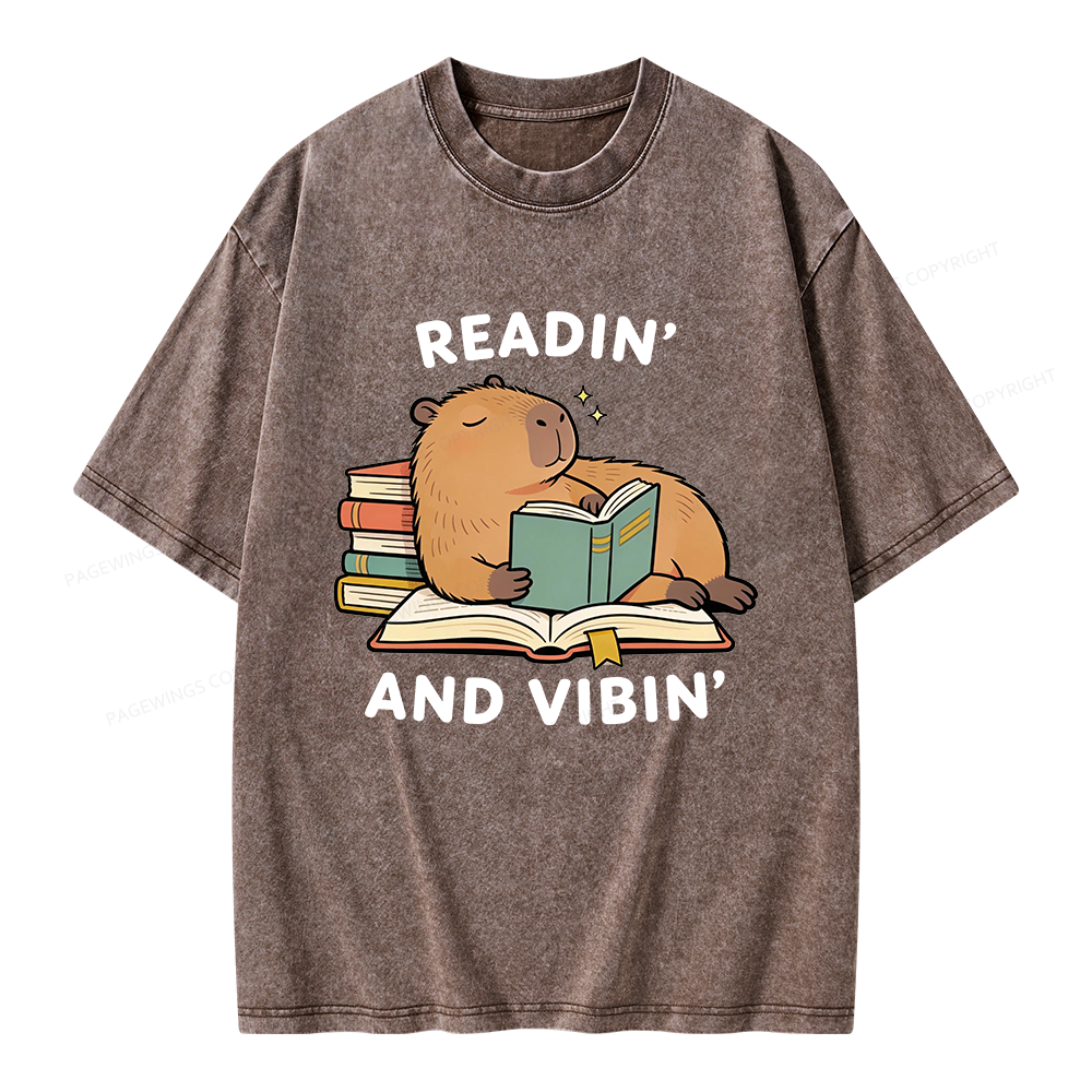 Pagewings Readin' And Vibin' Unisex Washed T-shirt