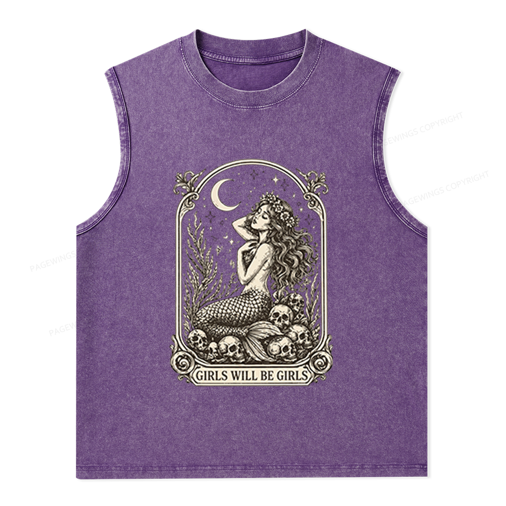 Pagewings Girls Will Be Girls Unisex Washed Tank Top