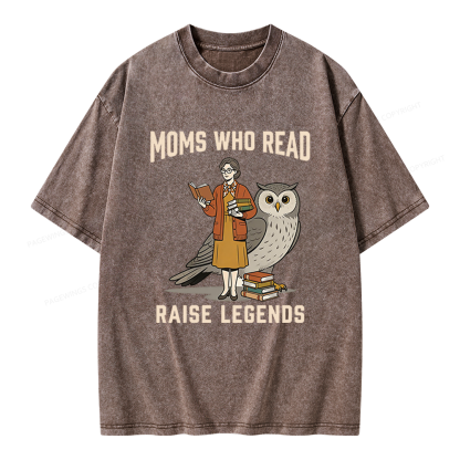Pagewings Moms Who Read Raise Legends Unisex Washed T-shirt