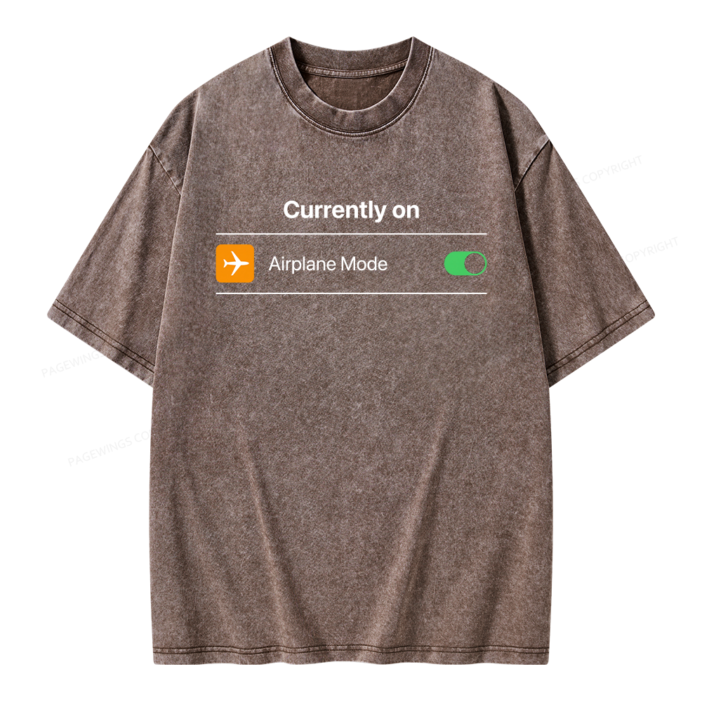 Pagewings Airplane Mode On Unisex Washed T-shirt