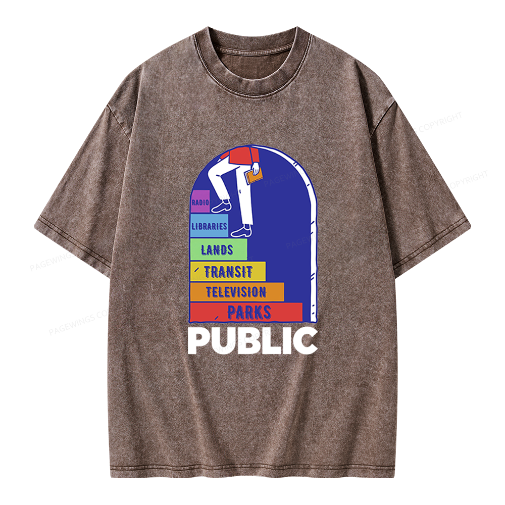 Pagewings Public Library Unisex Washed T-shirt