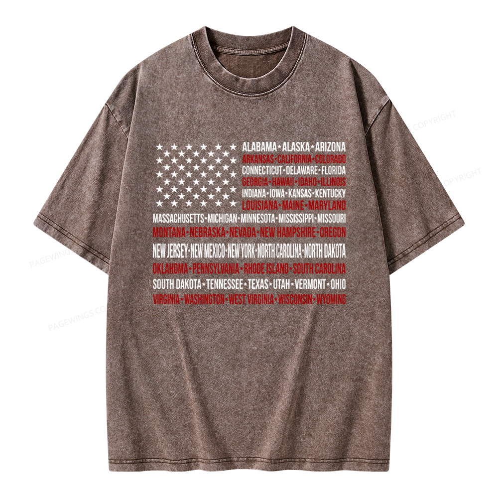 Pagewings Retro American Flag Unisex Washed T-shirt