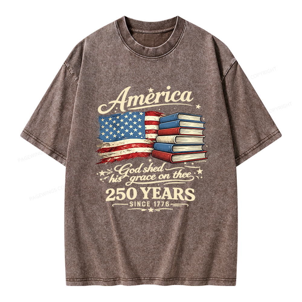 Pagewings Retro American Flag Unisex Washed T-shirt