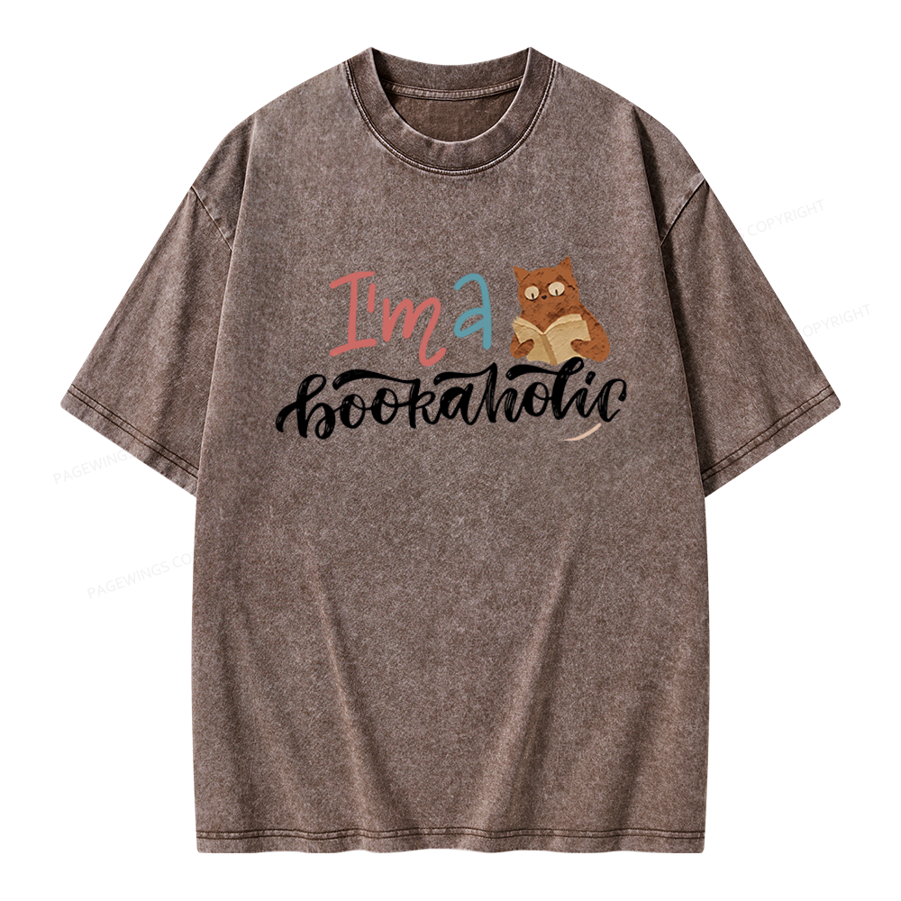 Pagewings I'm a Bookaholic Unisex Washed T-shirt
