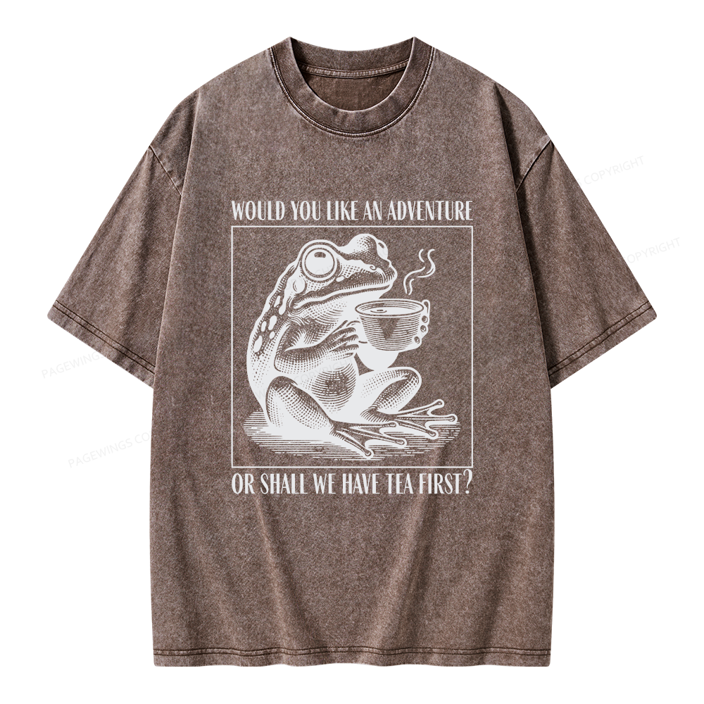 Pagewings Funny Frog Unisex Washed T-shirt