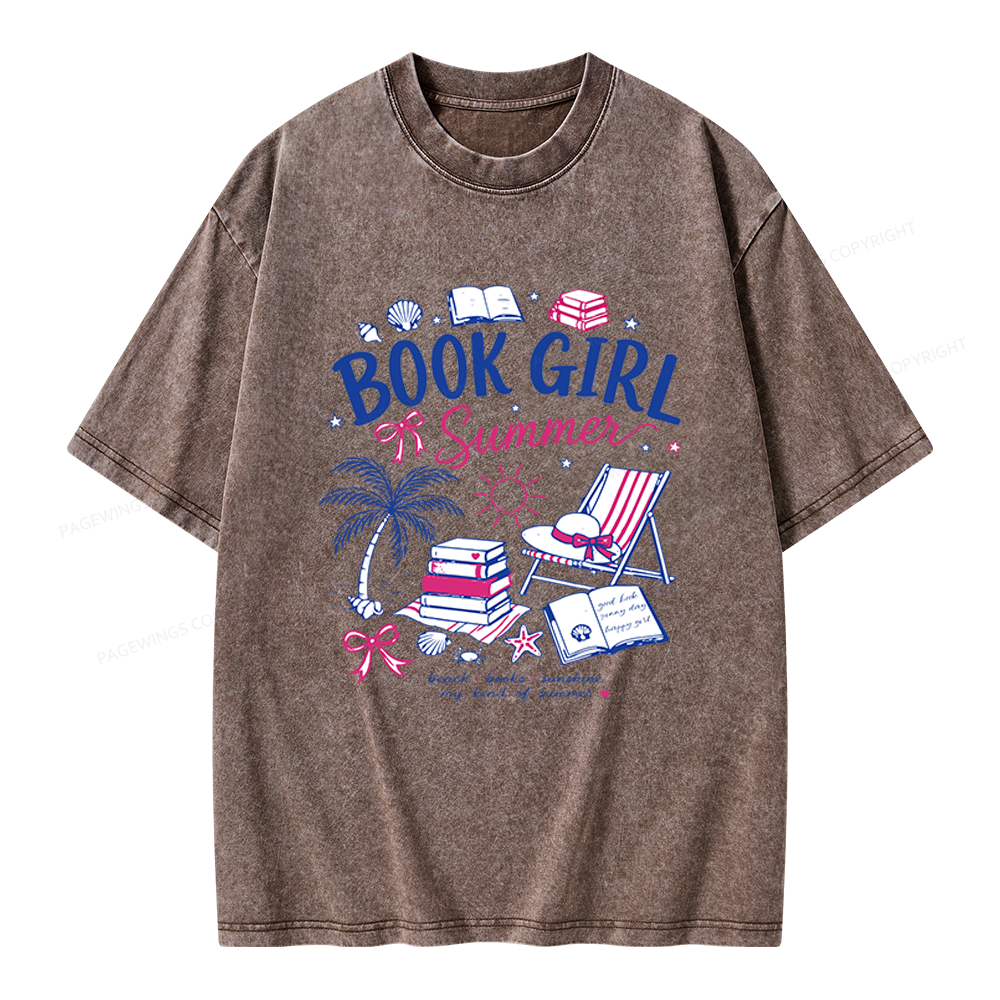 Pagewings Book Girl Summer Unisex Washed T-shirt