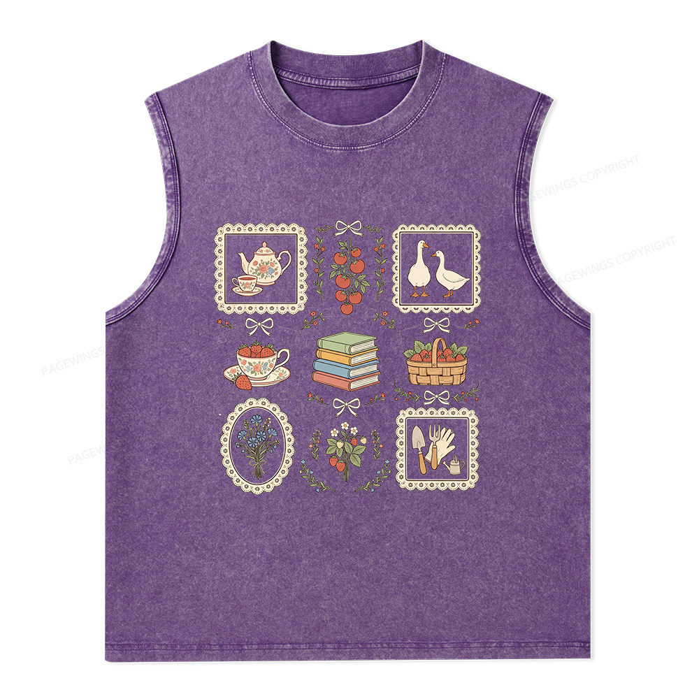 Pagewings Goose Reading Unisex Washed Tank Top