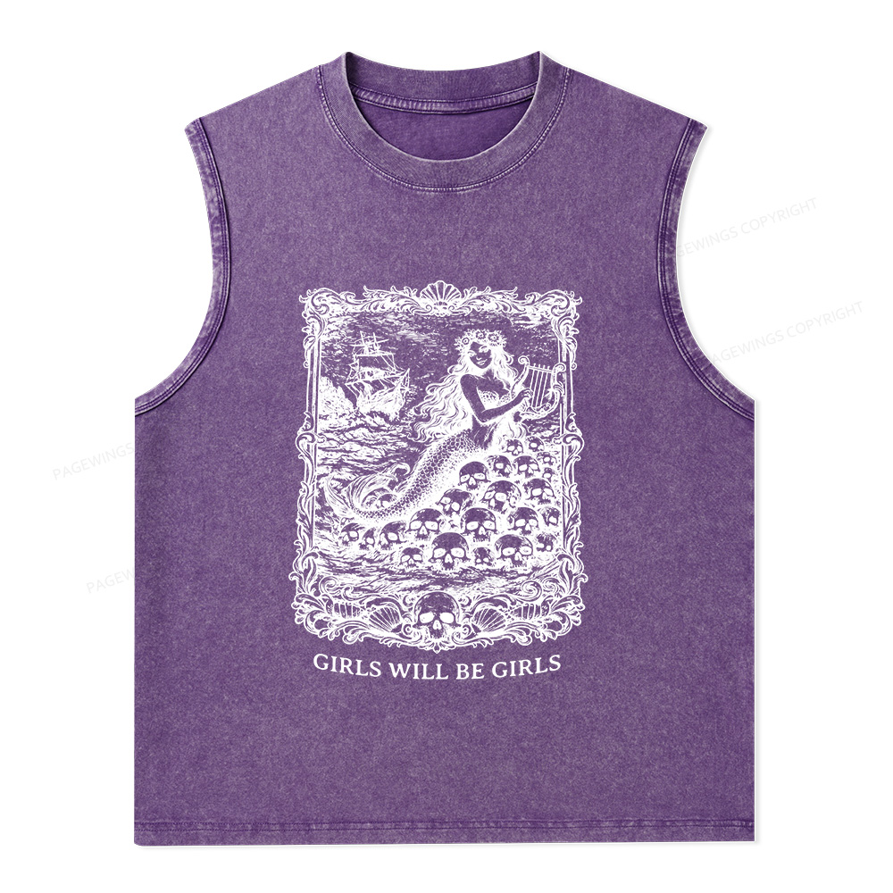Pagewings Girls Will Be Girls Unisex Washed Tank Top