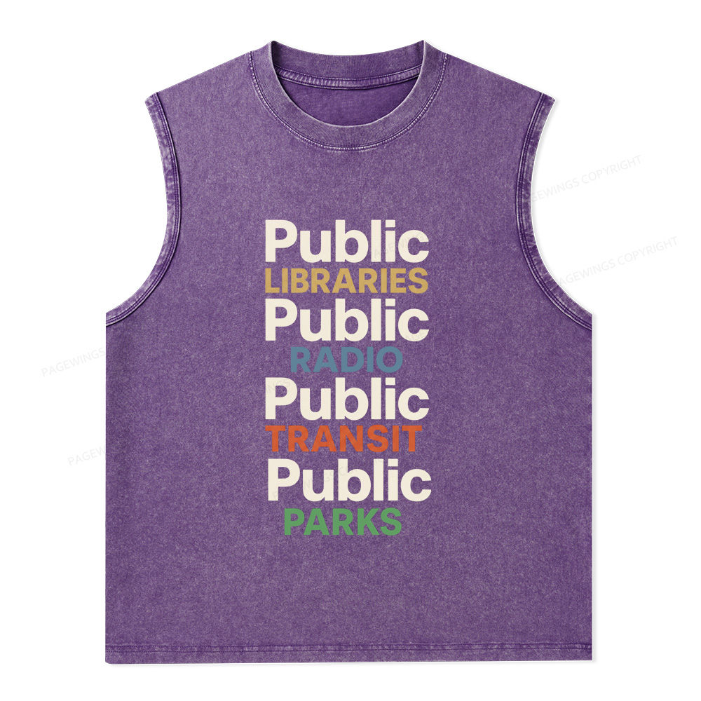 Pagewings Public Libraries Unisex Washed Tank Top