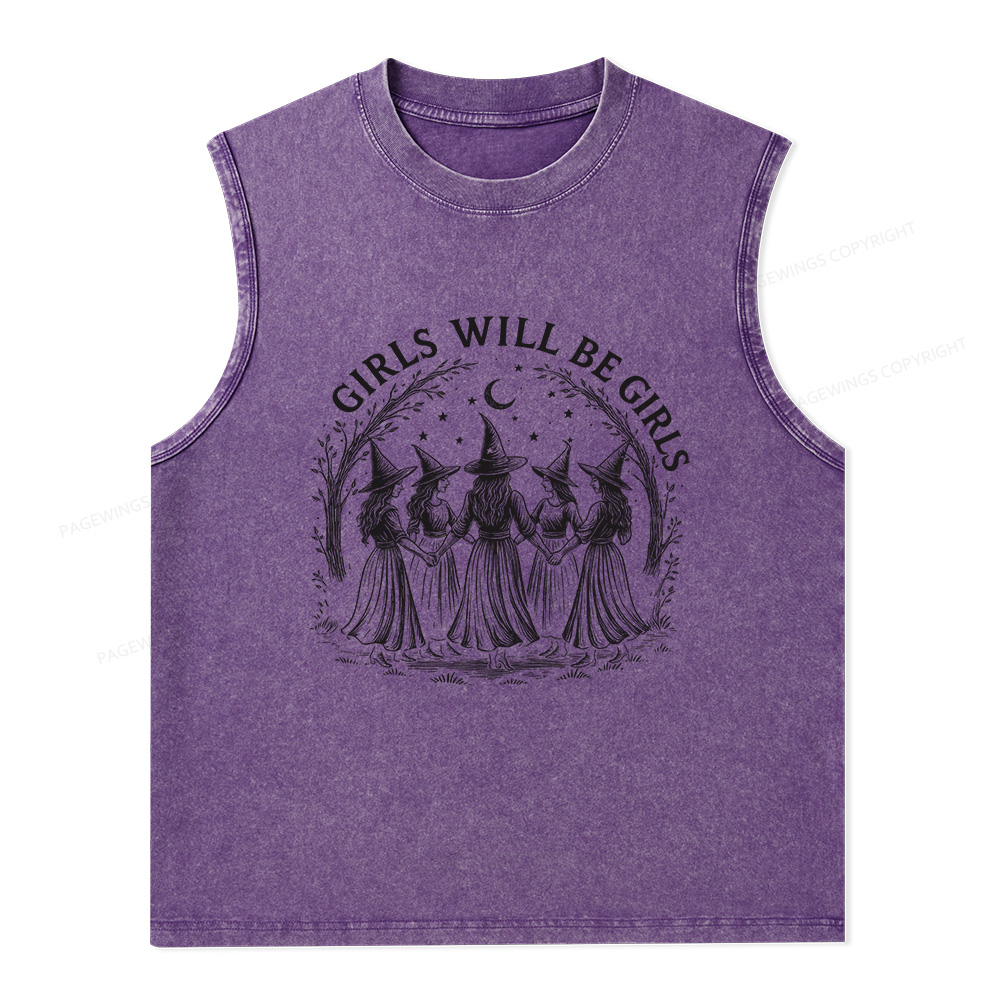 Pagewings Girls Will Be Girls Unisex Washed Tank Top