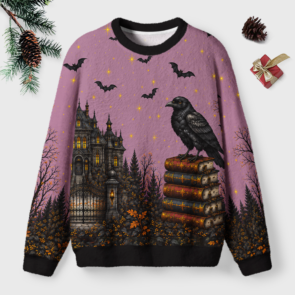 Pagewings Reading Crow Unisex Ugly Light Knit Sweatshirt