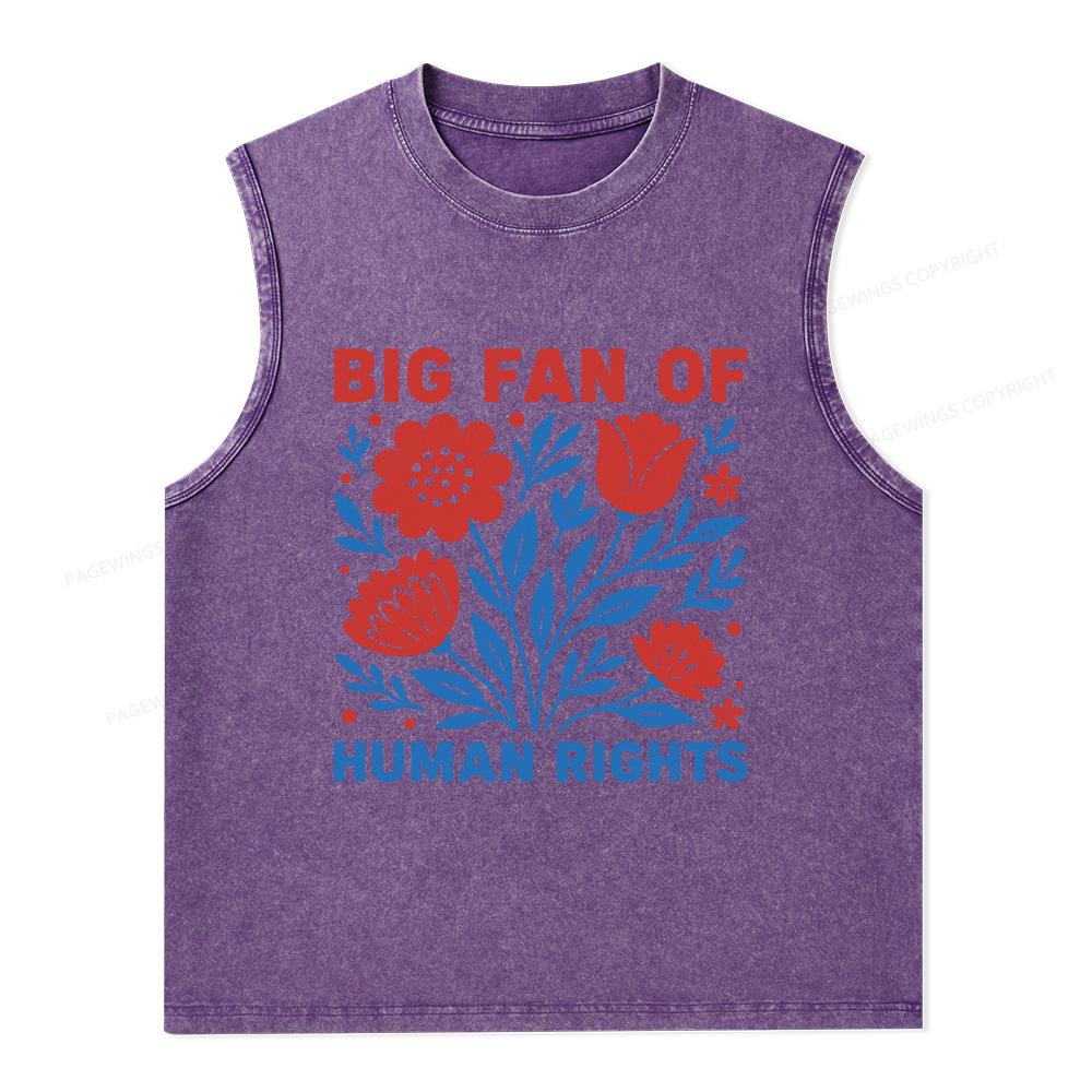 Pagewings Big Fan Of Human Rights Unisex Washed Tank Top