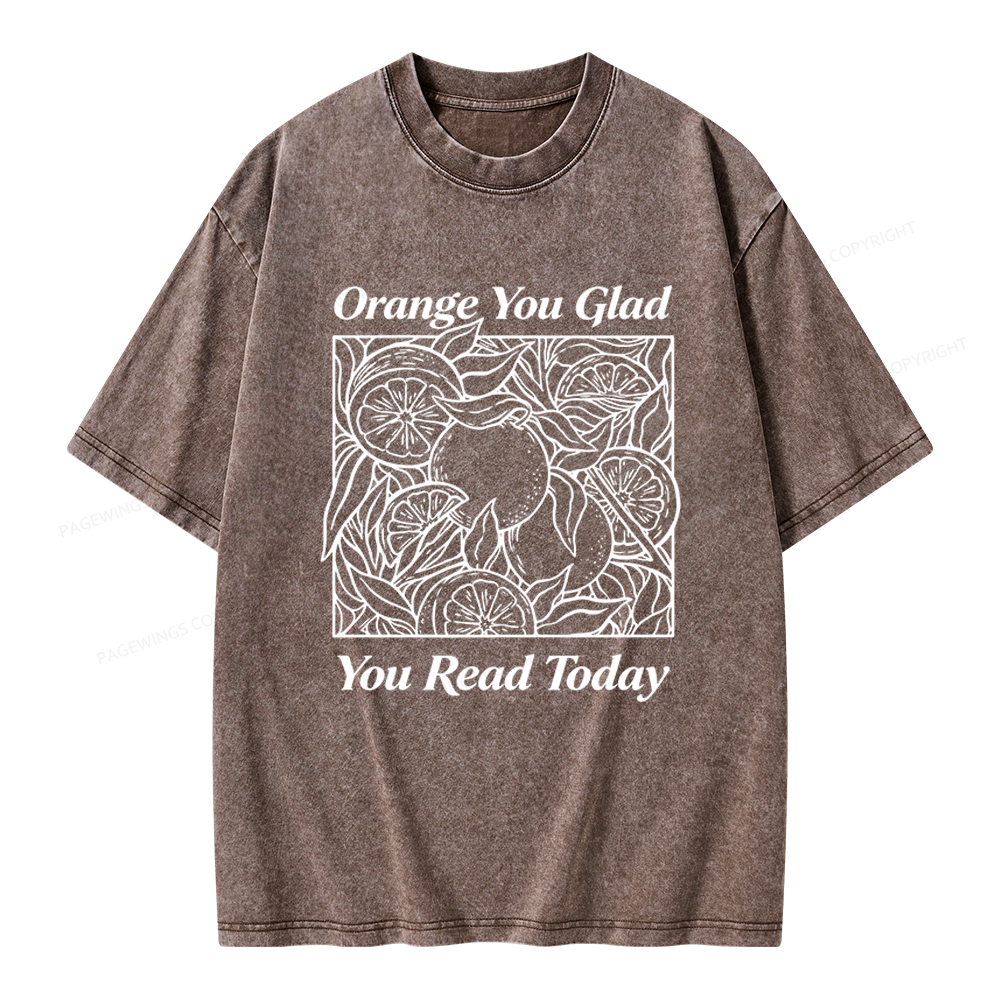 Pagewings Orange You Glad You Read Today Unisex Washed T-shirt
