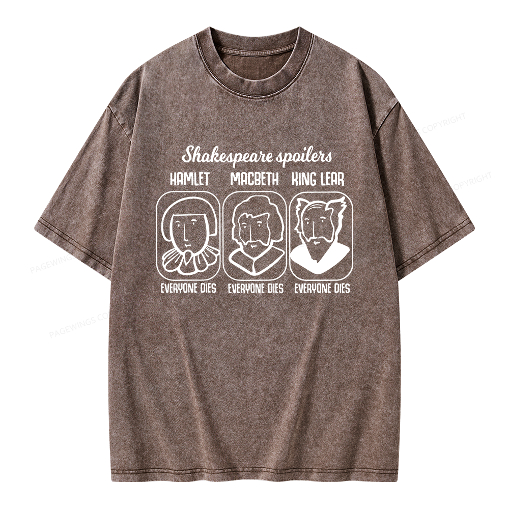 Pagewings Shakespeare Spoilers Unisex Washed T-shirt