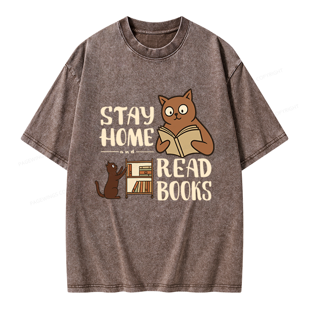 Pagewings Stay Home Read Books Unisex Washed T-shirt