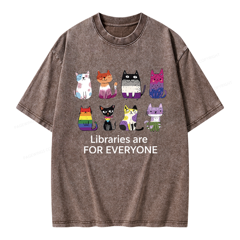 Pagewings Libraries Are For Everyone Unisex Washed T-shirt