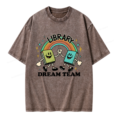 Pagewings Library Dream Team Funny Unisex Washed T-shirt