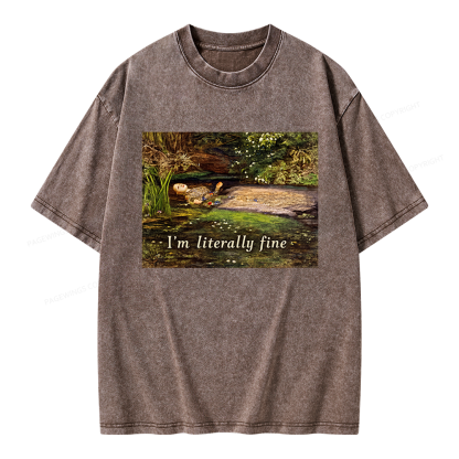 Pagewings I'm Literally Fine Unisex Washed T-shirt