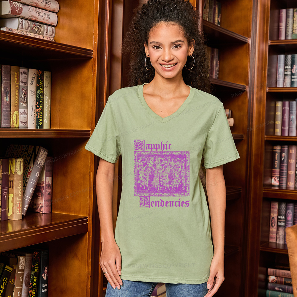 Pagewings Sapphic Tendencies V-neck T-shirt