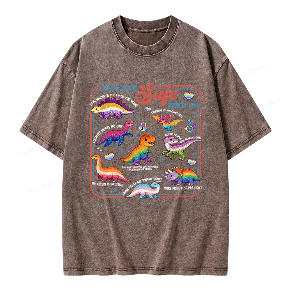 Pagewings You Are Safe With Me Unisex Washed T-shirt