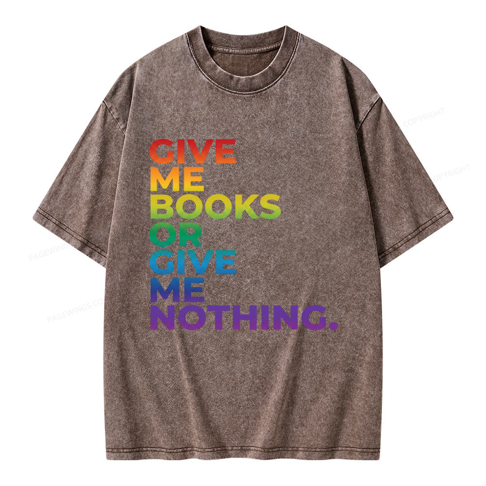 Pagewings Give Me Books Unisex Washed T-shirt