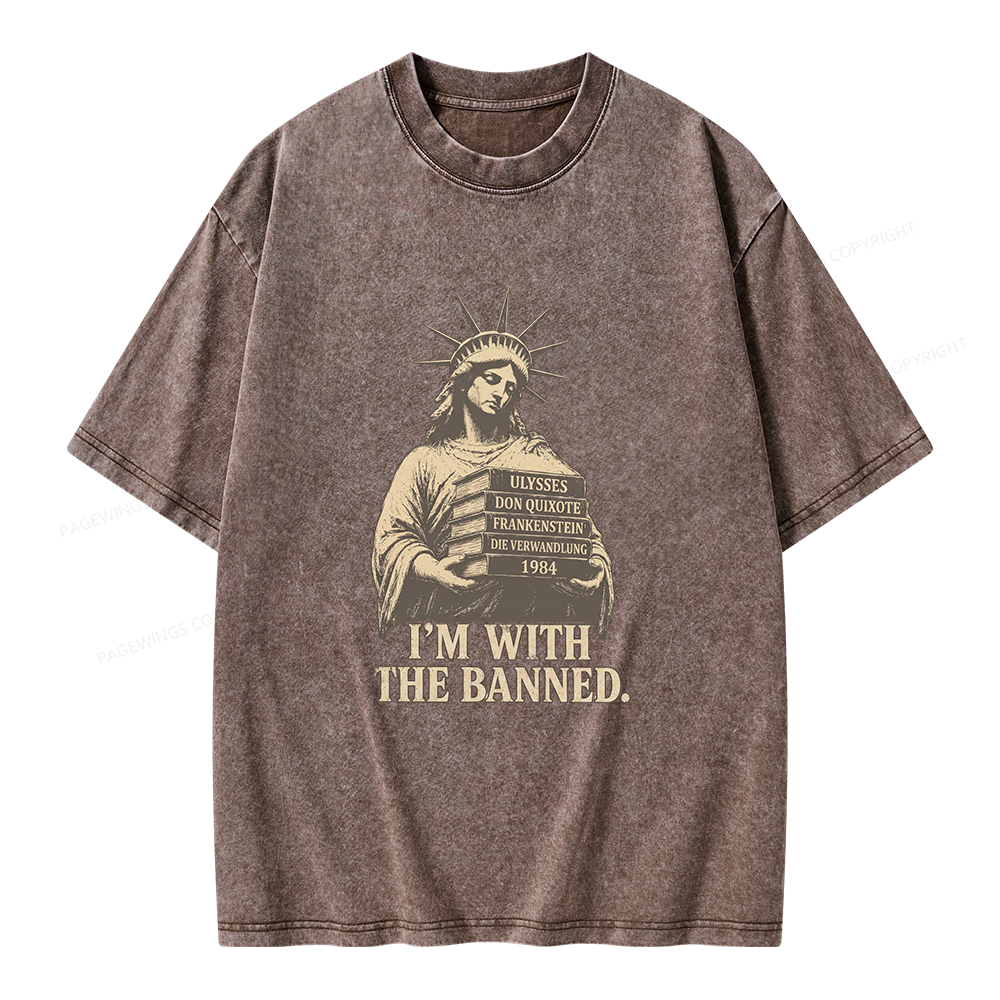 Pagewings I'm With The Banned Unisex Washed T-shirt