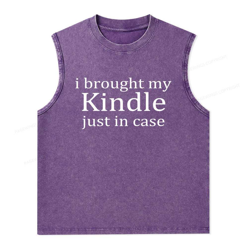 Pagewings I Brought My Kindle Just In Case Unisex Washed Tank Top