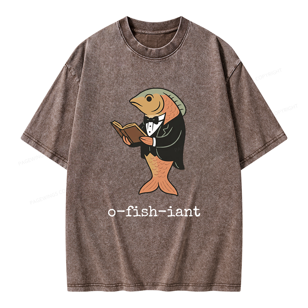 Pagewings Reading Fish Unisex Washed T-shirt