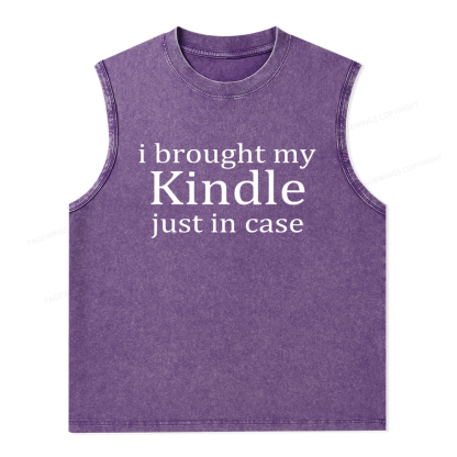 Pagewings I Brought My Kindle Just In Case Unisex Washed Tank Top