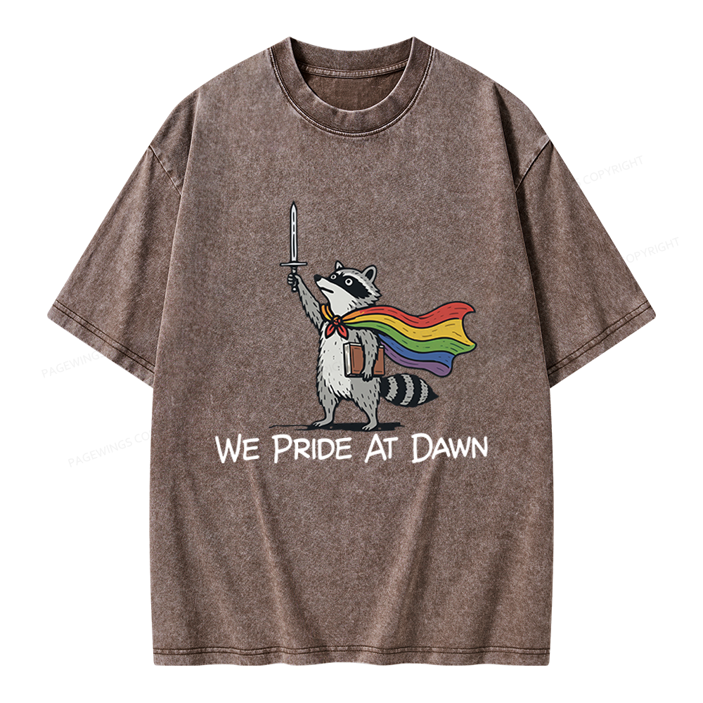 Pagewings We Pride At Dawn Unisex Washed T-shirt