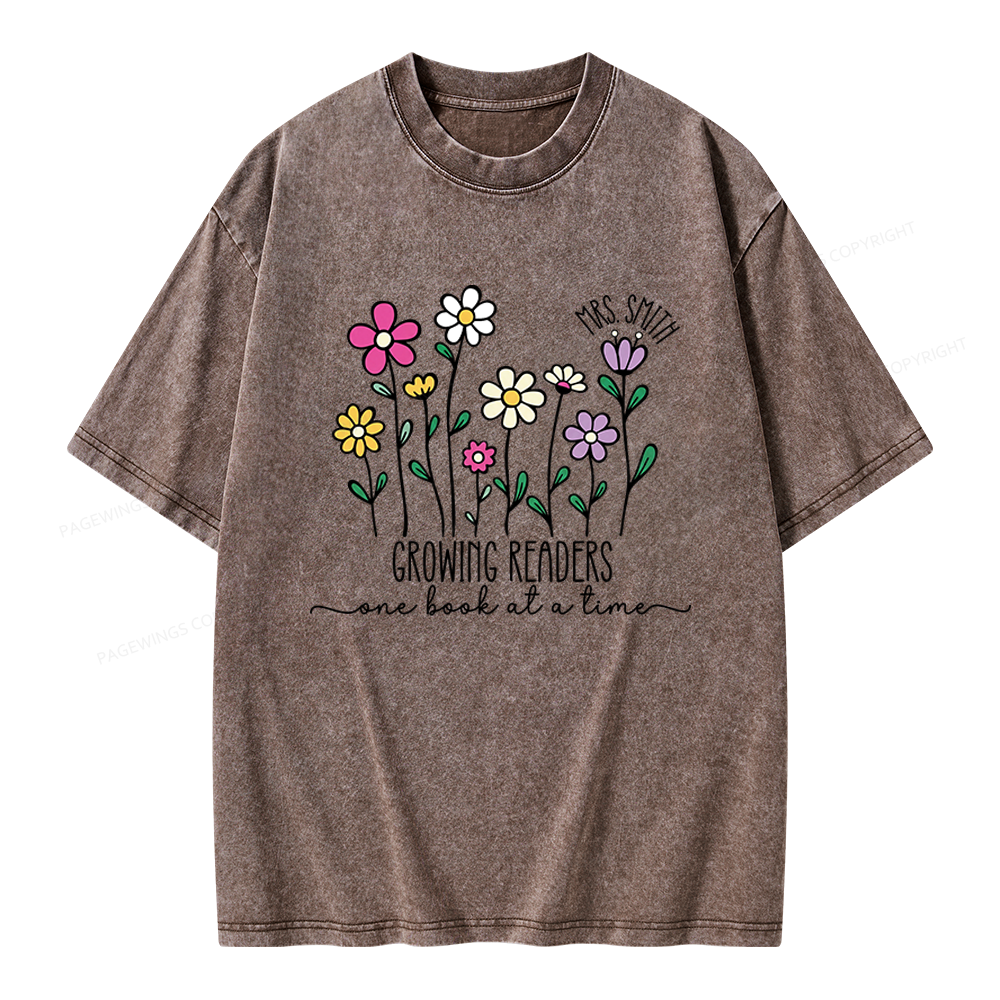 Pagewings Personalized Reading Teacher Unisex Washed T-shirt