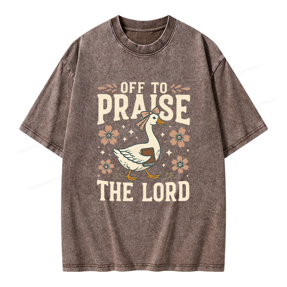 Pagewings Off to Praise the Lord Unisex Washed T-shirt