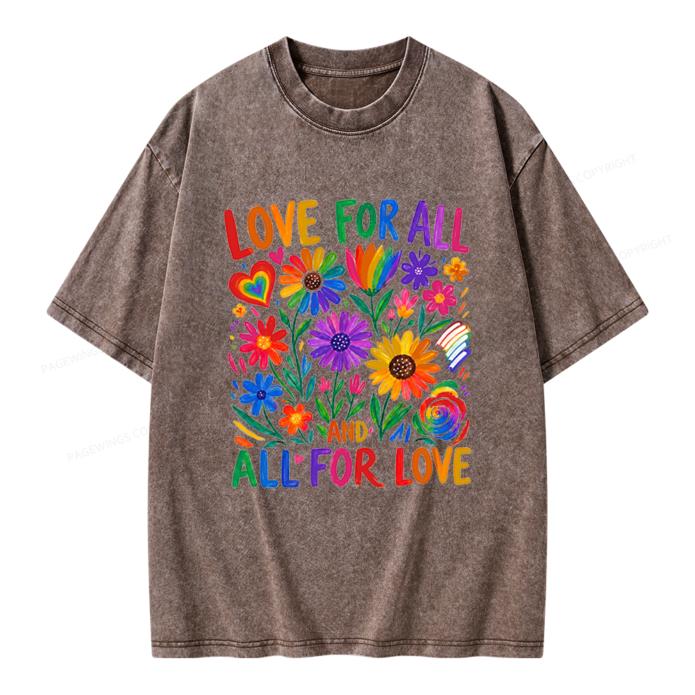 Pagewings Love For All Unisex Washed T-shirt
