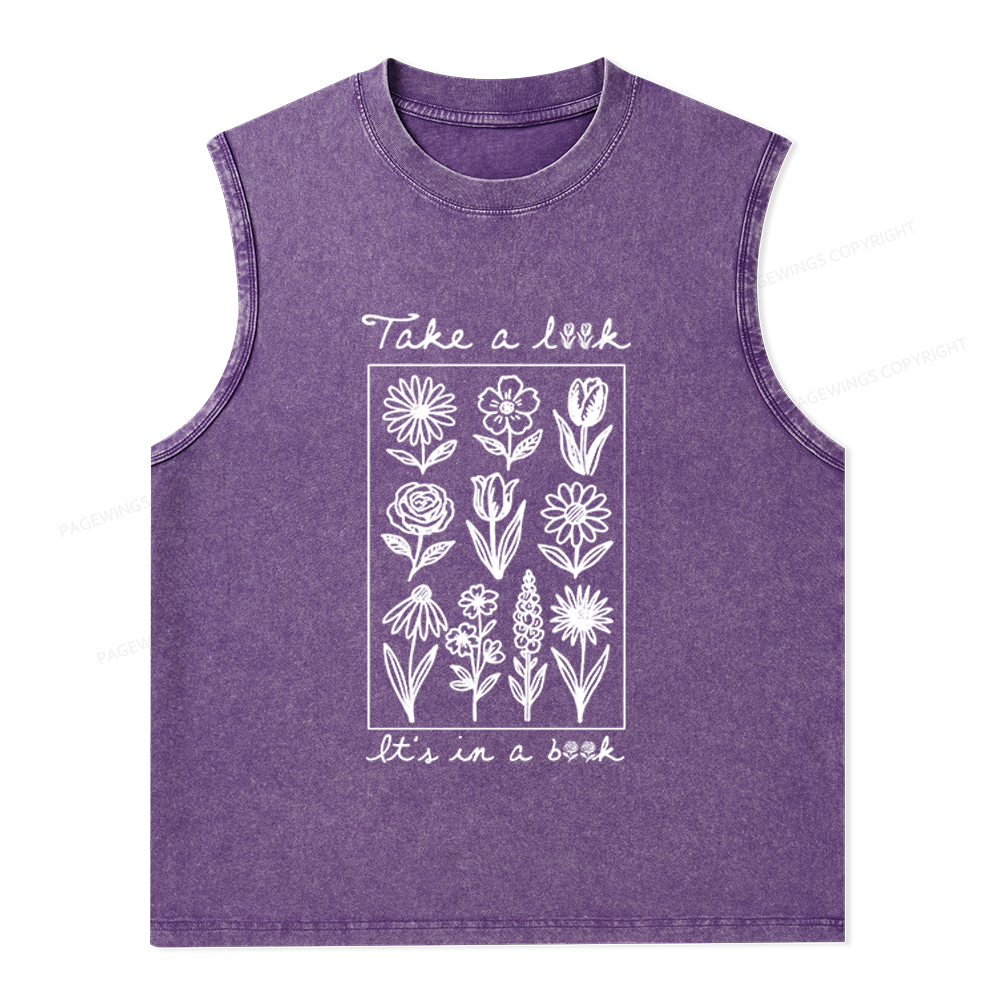 Pagewings Take A Look It’s In A Book Unisex Washed Tank Top