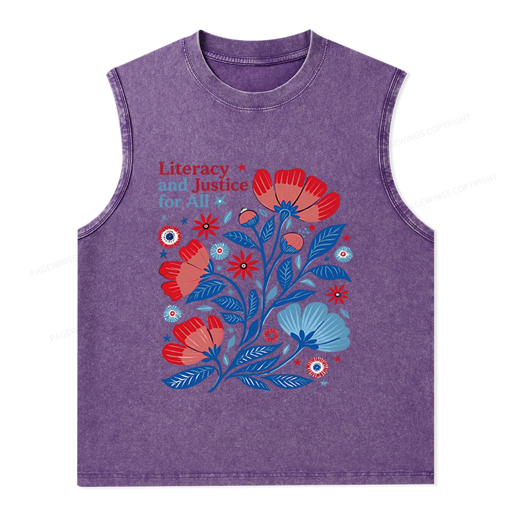 Pagewings Literacy and Justice for All Unisex Washed Tank Top