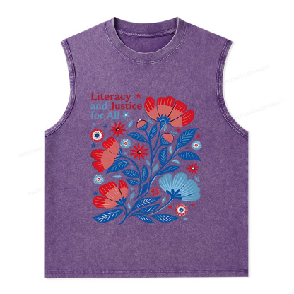 Pagewings Literacy and Justice for All Unisex Washed Tank Top