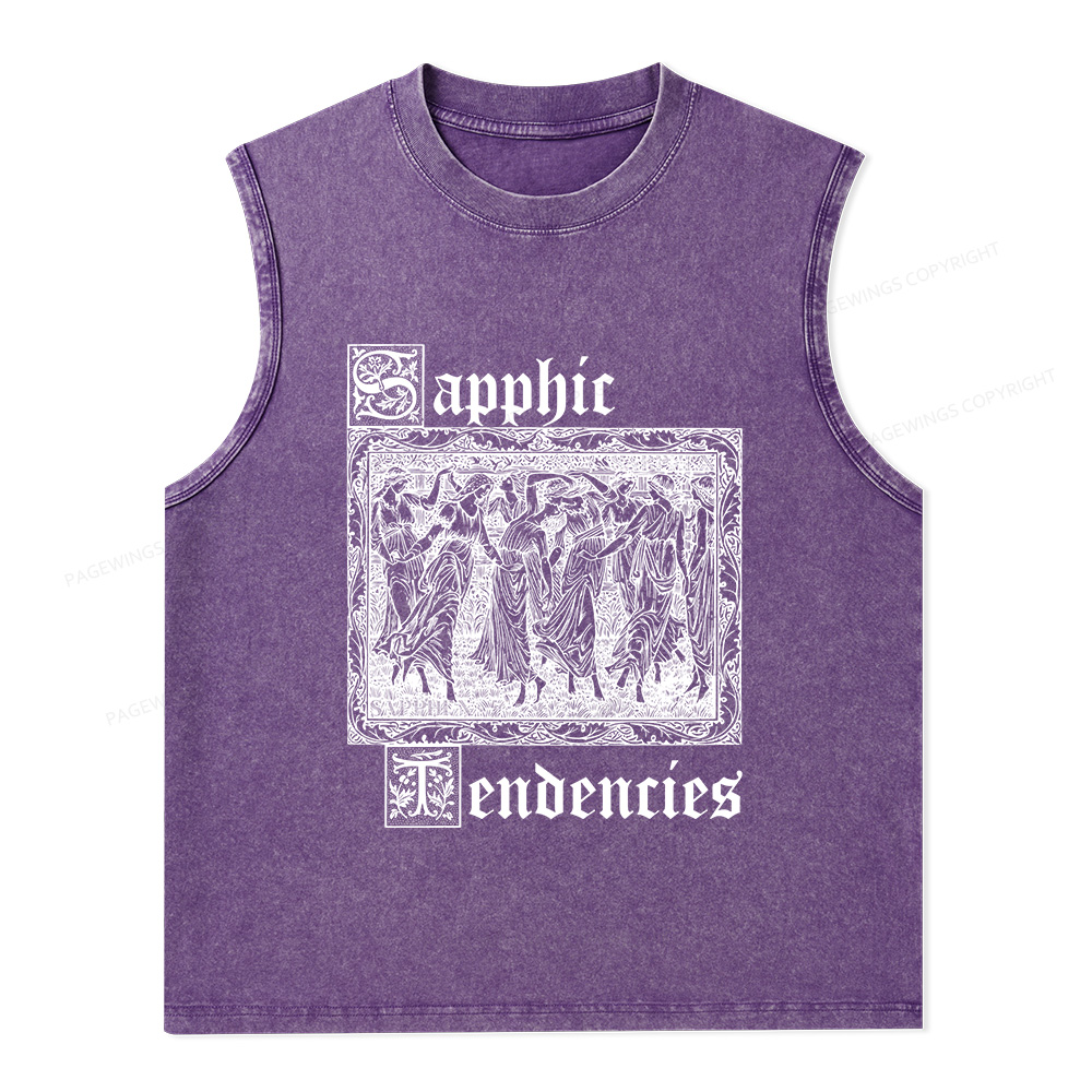 Pagewings Sapphic Tendencies Unisex Washed Tank Top