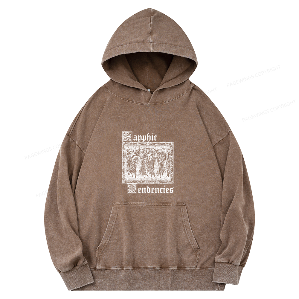 Pagewings Sapphic Tendencies Unisex Washed Hoodie