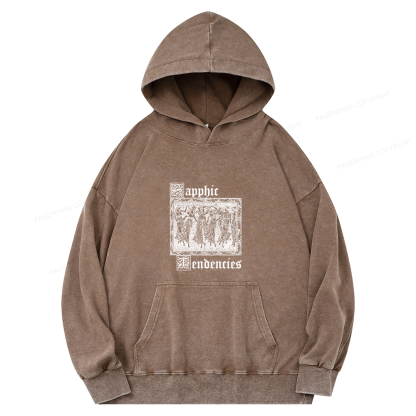 Pagewings Sapphic Tendencies Unisex Washed Hoodie